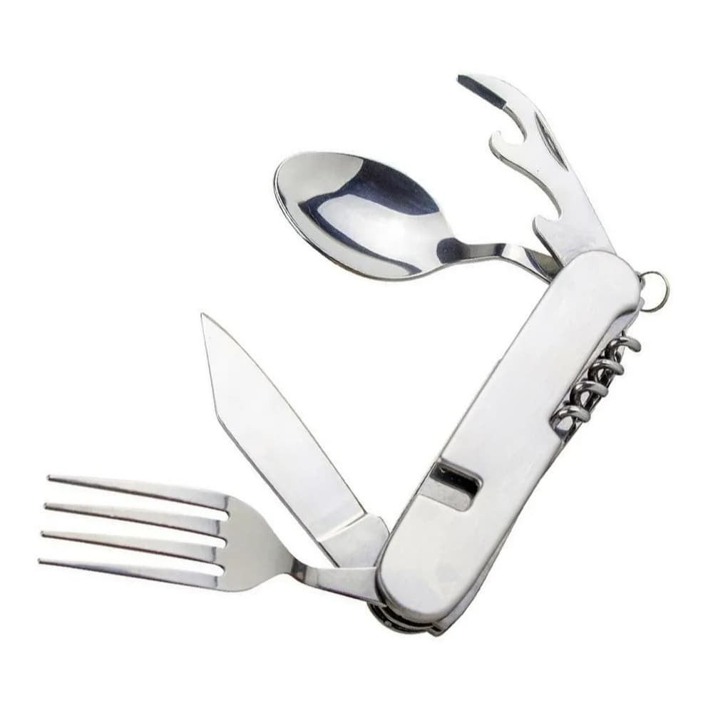 Kit com 10 Canivete De Sobrevivência 7x1 Camping Com Garfo Colher Faca
