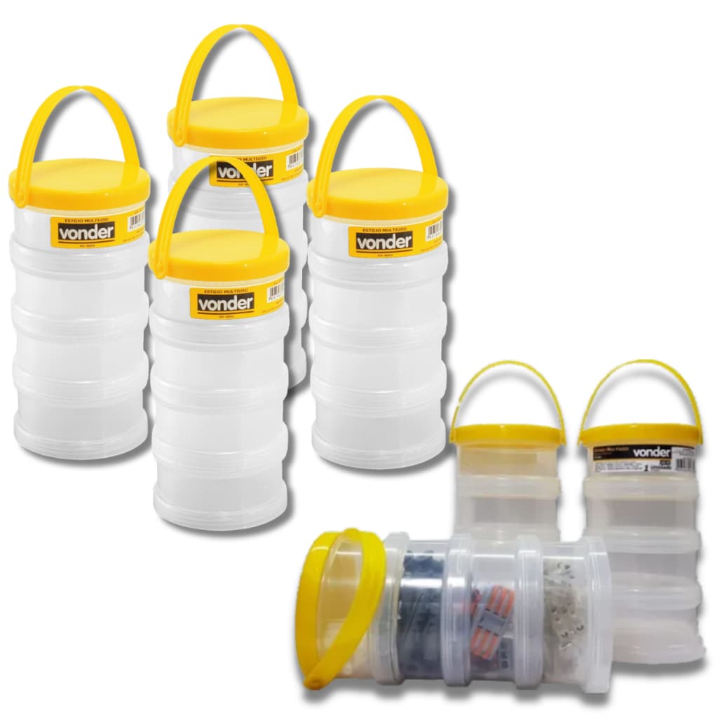 4 Potes Organizador Multiuso Vonder Estojo Parafuso Bucha Branco