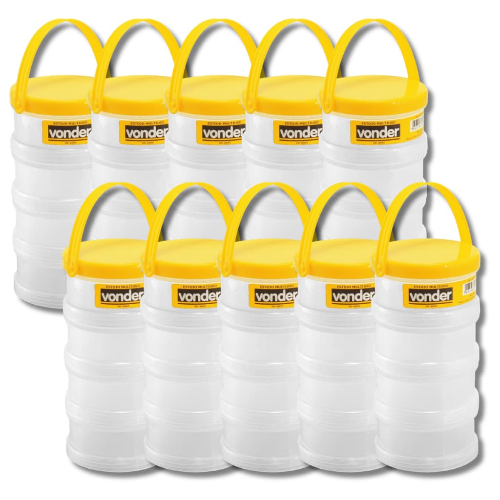 10 Potes Organizador Multiuso Vonder Estojo Parafuso Bucha Branco