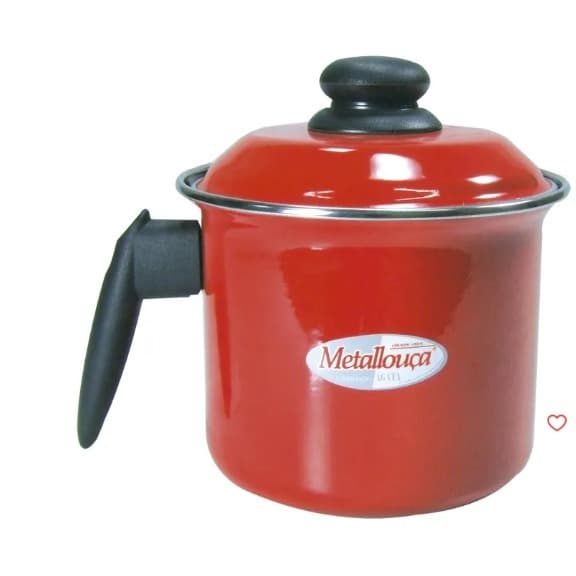 Leiteira Esmaltada c/Tampa e Cabo Metallouça Vermelha 1,8L