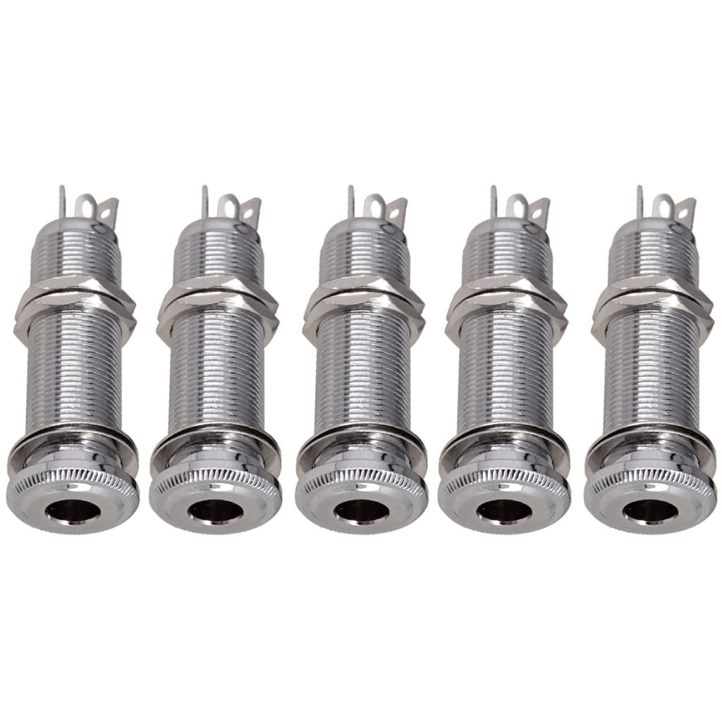 Jack Stereo Cilindrico Para Guitarra e Contra Baixo Cromado P10 - 05 Unidades