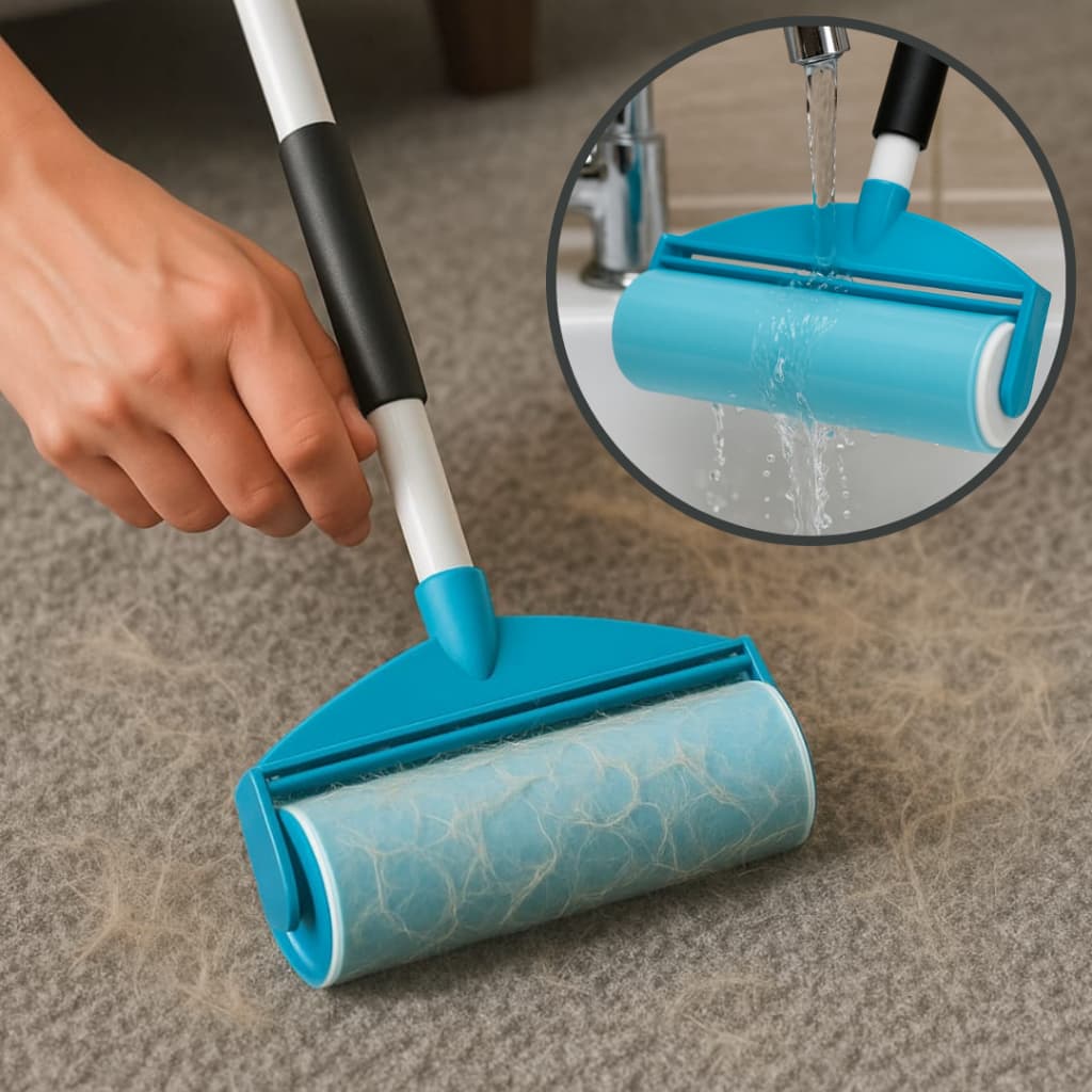 Rolo Tira Pega Pelos Lavável Cabo Extensível Longo Adesivo Silicone Grande Para Roupa Sofá Cortina Tapete Carpete Remove
