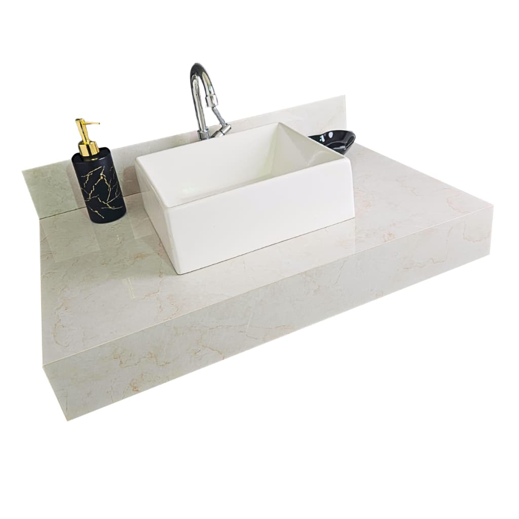 Bancada 100% Porcelanato Bege p/ Banheiro 70x45 Promoção Imperdível