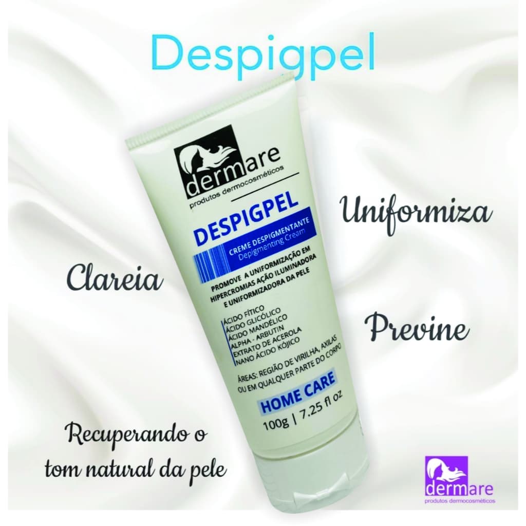 Creme Clareador Manchas Senis Braços, Rosto, Mãos e Pescoço, Virilha e Axila 100g Dermare - Uniformiza o Tom da Pele