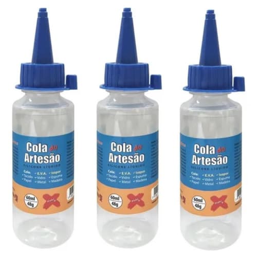 Cola Silicone Liquido Do Artesão 60ml Artesanato Geral C/3un Cor Transparente