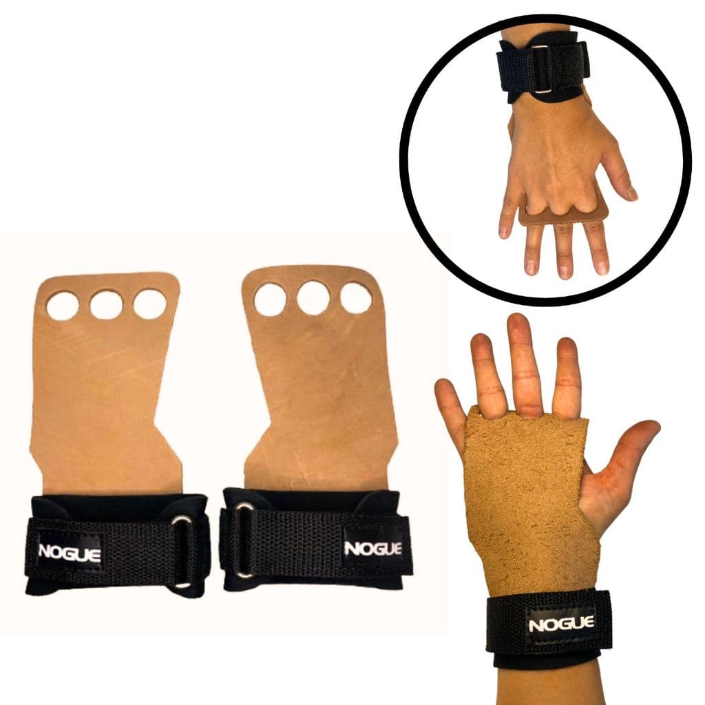 Luva Hand Grip 3 furos/dedos em couro 100% para Crossfit e Academia