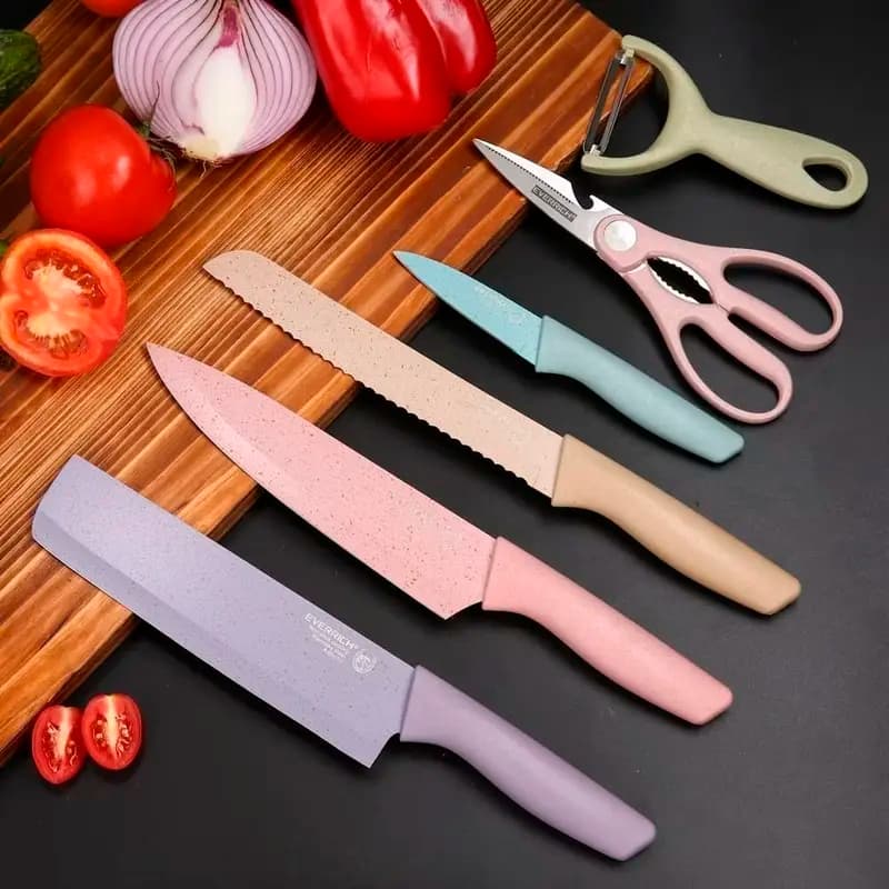 Kit de Facas Colorido 6 Peças – Cores Pastel | Design Moderno e Elegante