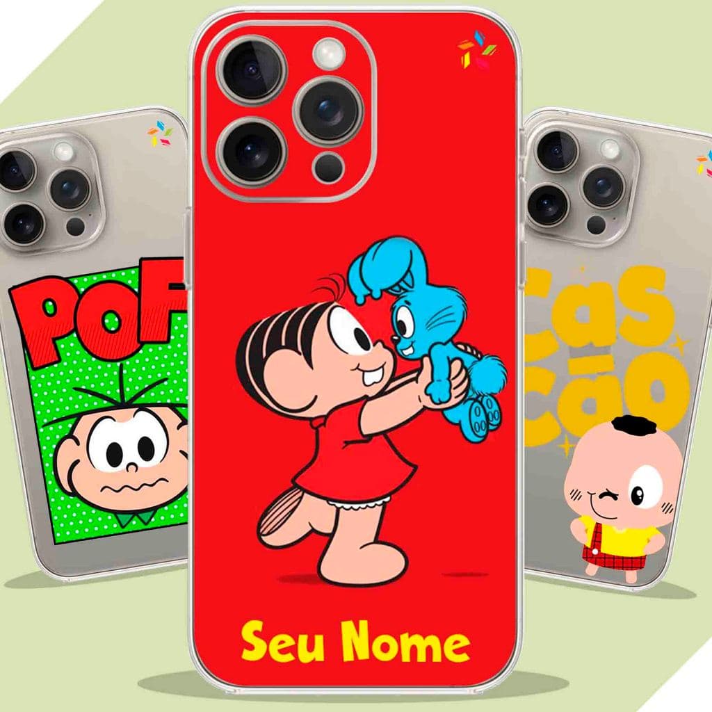 Capa Capinha personalizada Anti-Impacto -  Coleção Turma da Mônica com Nome - Para Todos Modelos de Celular