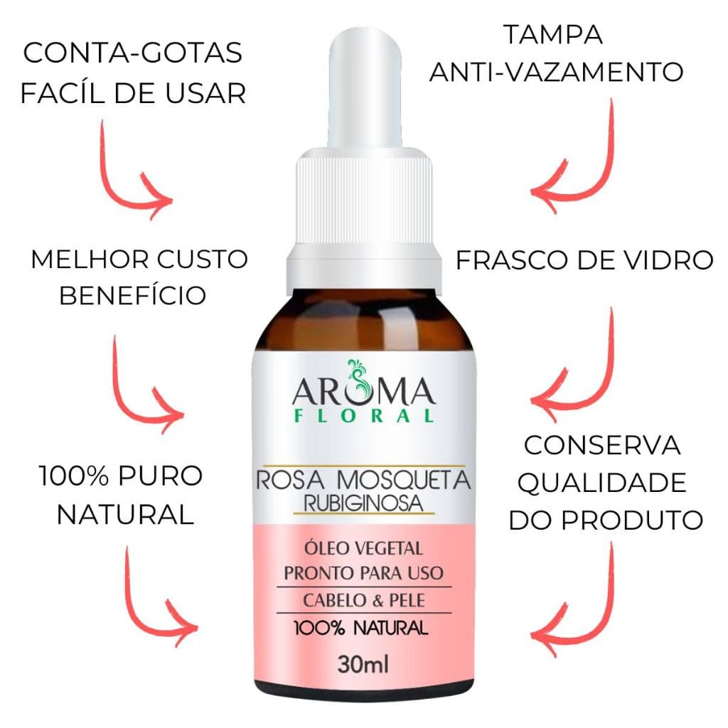 Óleo Vegetal de Rosa Mosqueta 100% Puro | Elimina Manchas, Anti Estrias e Celulites