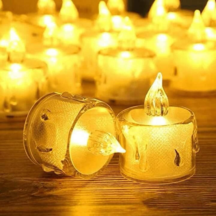 Kit de 10 Velas De Led de Acrílico Luz Decorativa Para Festa Natal e Casamento