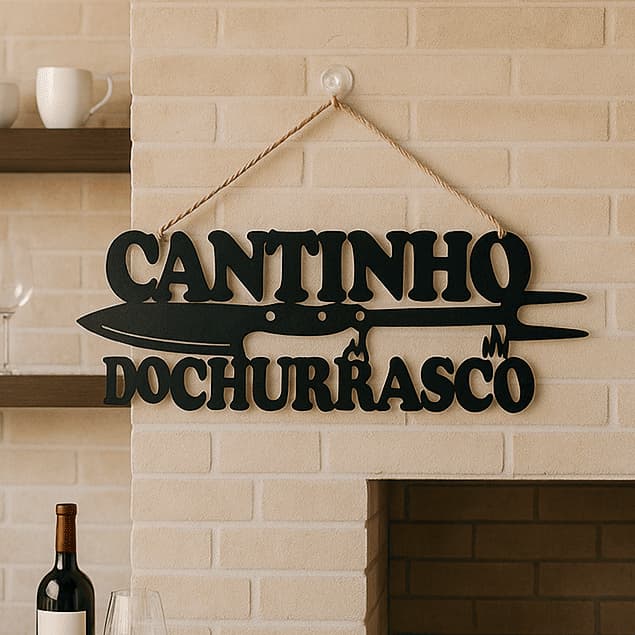 Placa Cantinho do Churrasco Área Gourmet Decorativa Parede Bar Churrasqueira 40x20