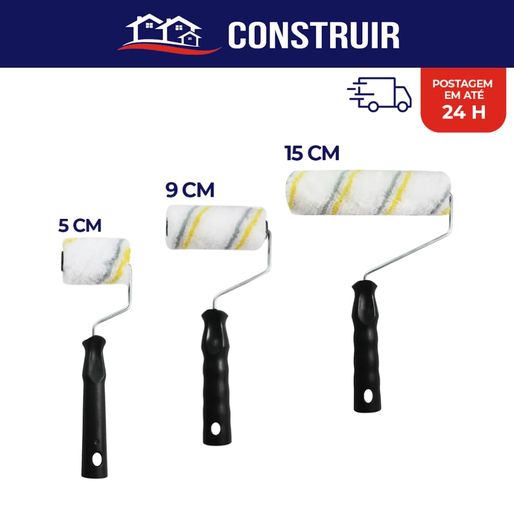Rolo De Pintura Com Cabo Espuma Lã Poliéster De Alta Densidade Compel Profissional