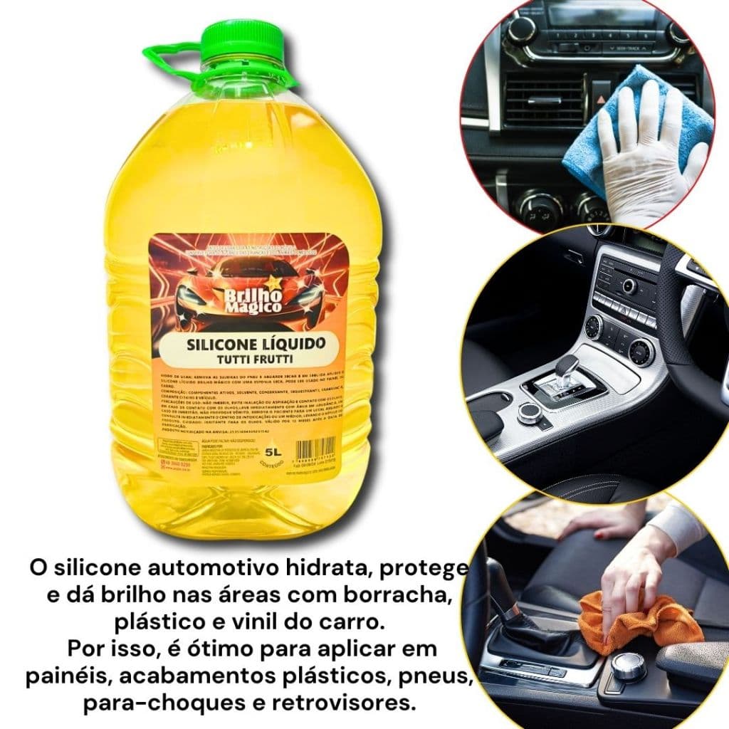 Silicone Líquido Automotivo Brilho Mágico 5LT -Tutti-Frutti-proteção, brilho e revitalização