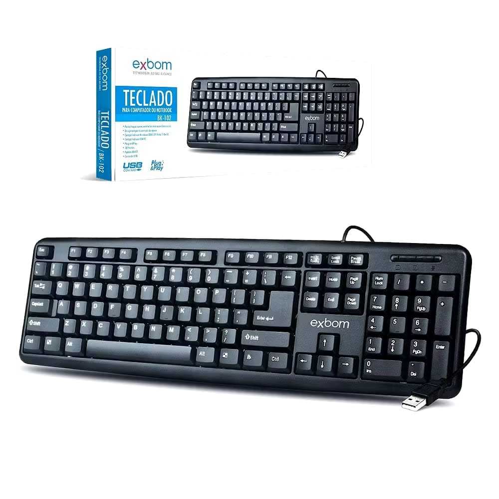 Teclado USB Standard ABNT2 Exbom
