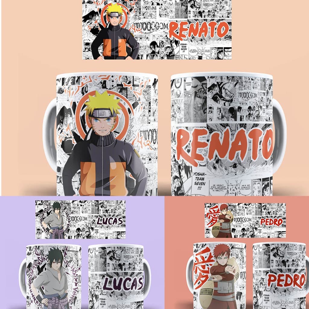 caneca do naruto personalizada com nome porcelana 325ml alta qualidade presente