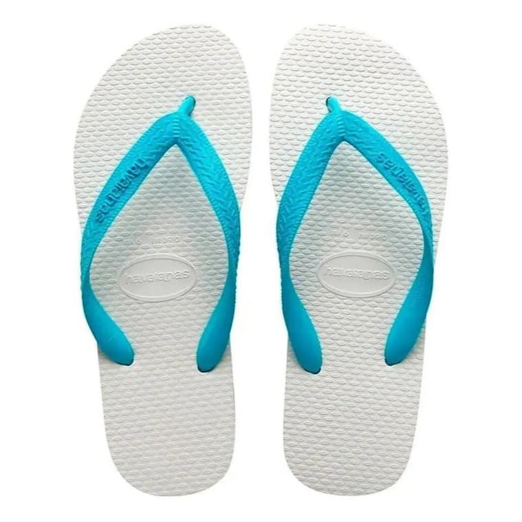 Chinelo Sandália Havaianas Brasil Original - Branco com Alça Azul