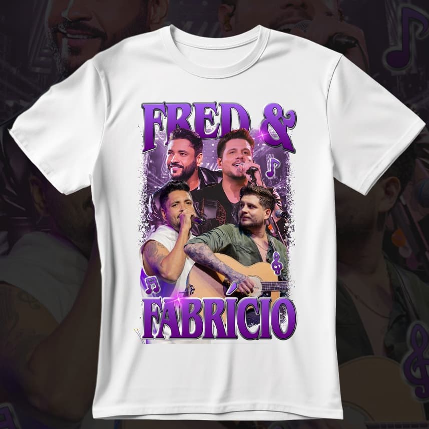 CAMISETA CAMISA BLUSA MALHA 100% ALGODAO  ESTAMPADA FRED E FABRICIO  PRETA BRANCA