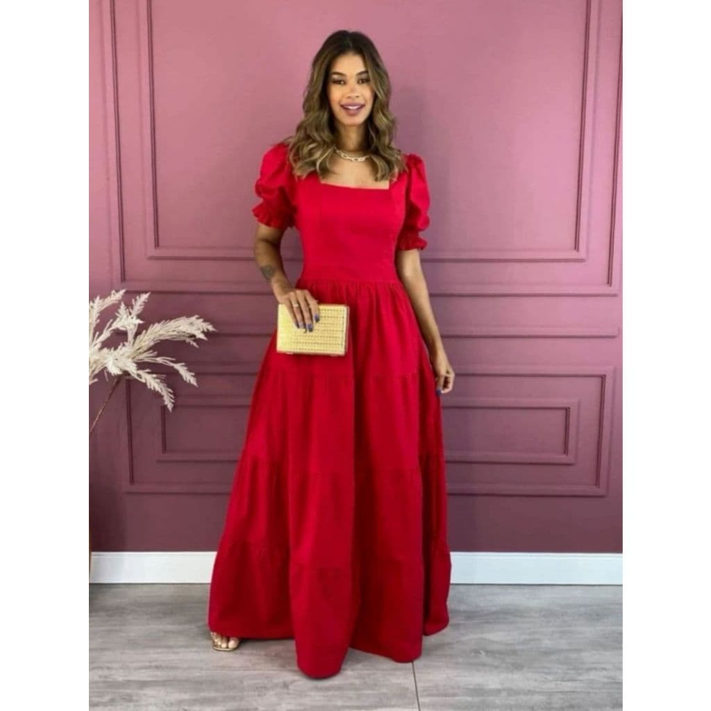 Vestido Longo  Manguinha Princesa da Moda evangelica