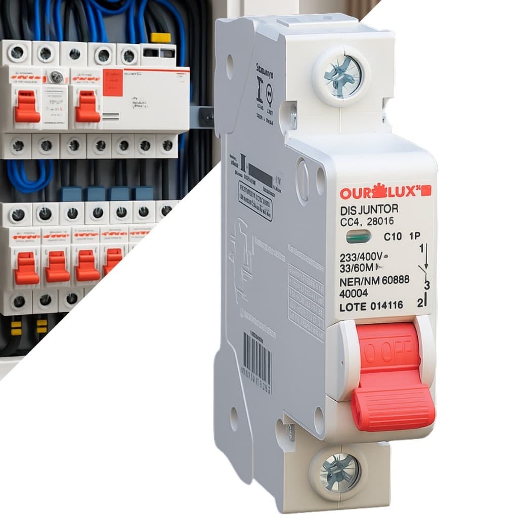 Disjuntor 1 Polo Ourolux Unipolar Curva C 10A 16A 20A 32A 40A 63A 125A Residencial Industrial