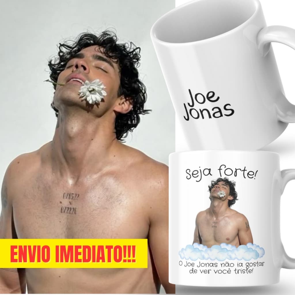 Caneca Xicara Porcelana 325ml Seja Forte Joe Jonas Fã Personalizada Presente Decoração Casa