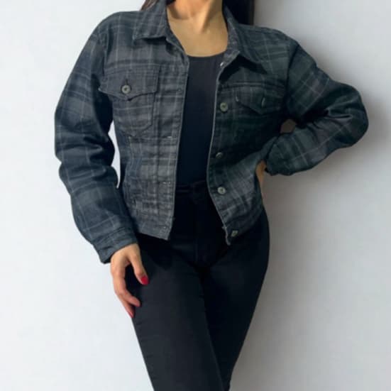 Jaqueta jeans cinza/preta manga longa  Urban Black inverno casaco
