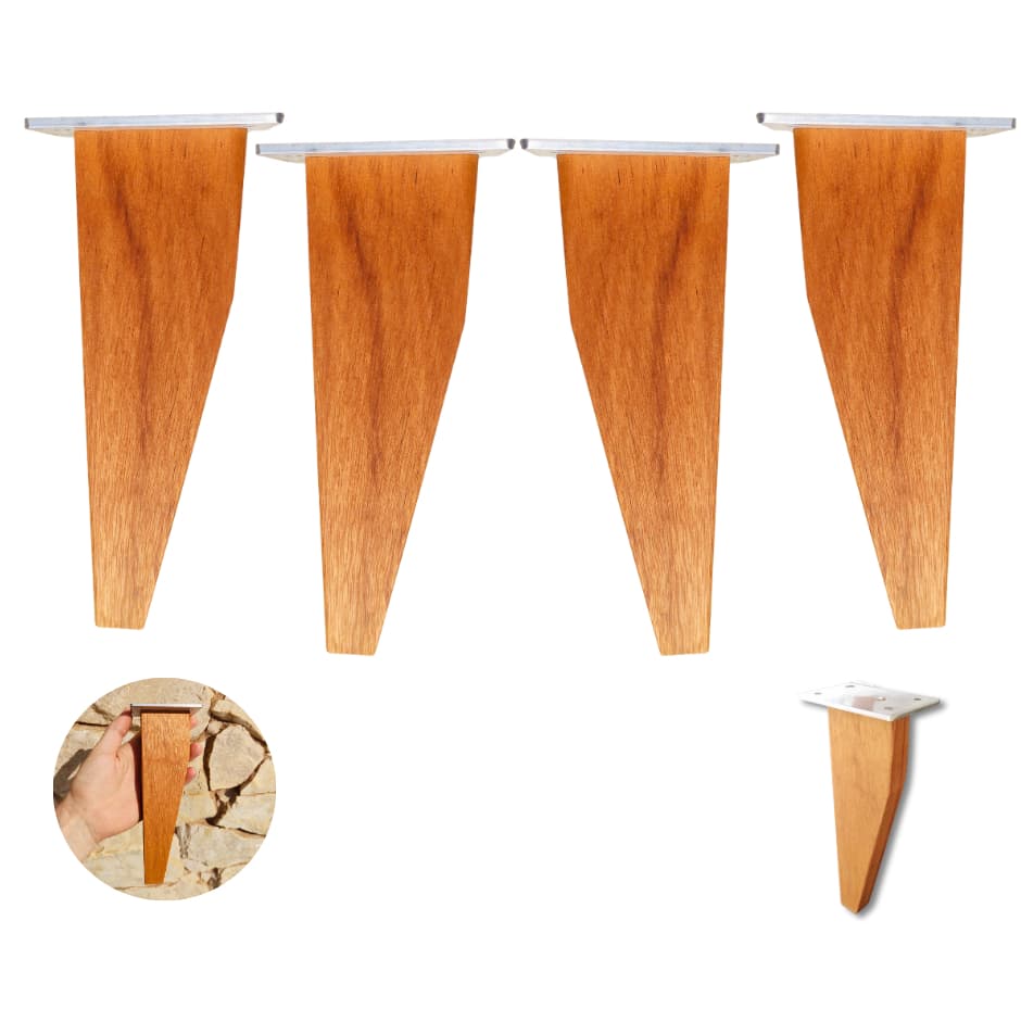 Pé Palito Rústico 20cm Para Móveis Madeira Maciça - Kit 4 Pc