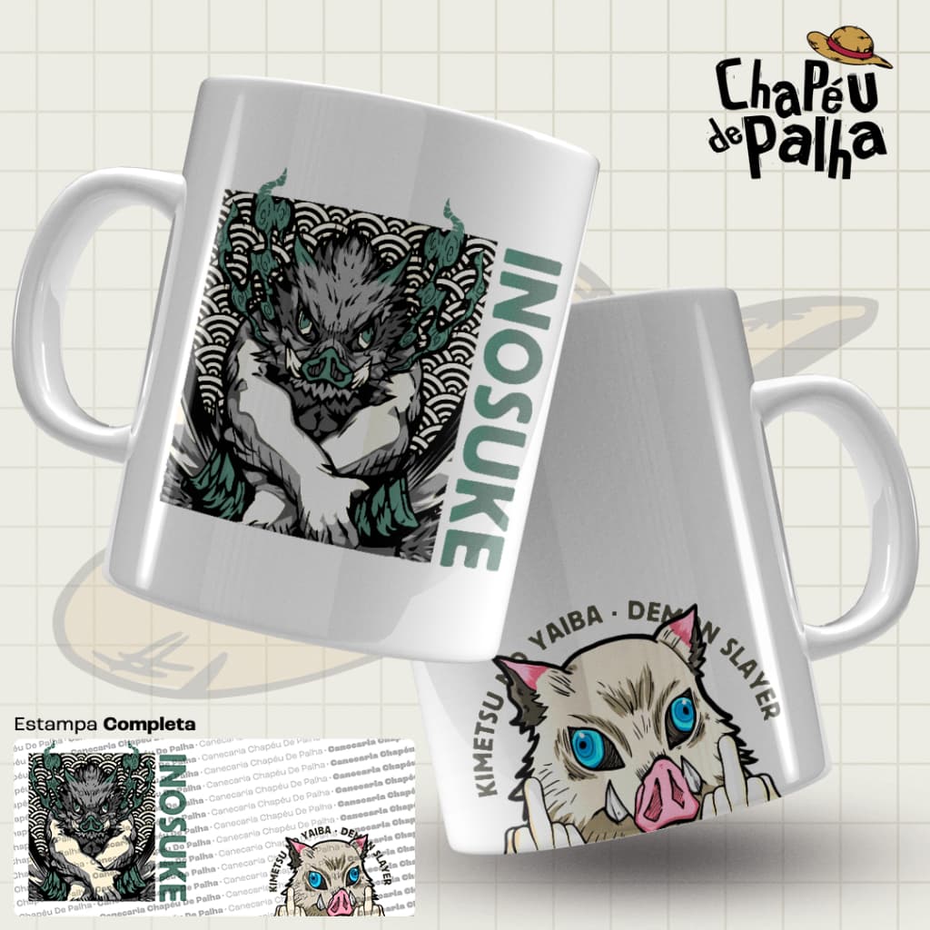 Caneca Demon Slayer Porcelana 325ml – Anime Kimetsu no Yaiba – Presente Otaku - Inosuke