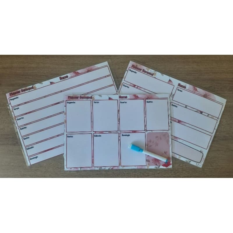 Planner Semanal - Apagavel para geladeira - A4