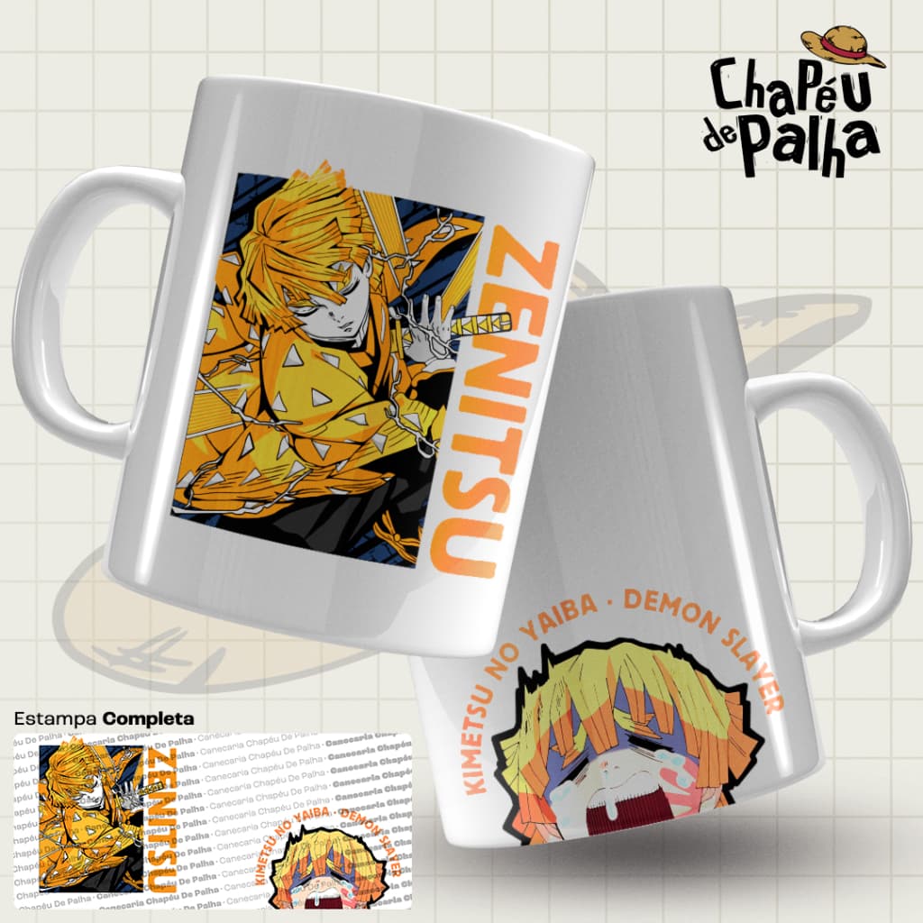 Caneca Demon Slayer Porcelana 325ml – Anime Kimetsu no Yaiba – Presente Otaku - Zenitsu