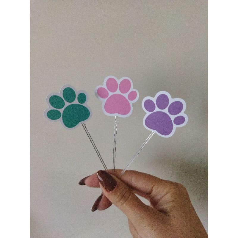 ENVIO IMEDIATO-Kit Toppers de Docinho Patinha Cachorro- Topo de Brigadeiro - Decoração de Mesa Pet - Menino ou Menina
