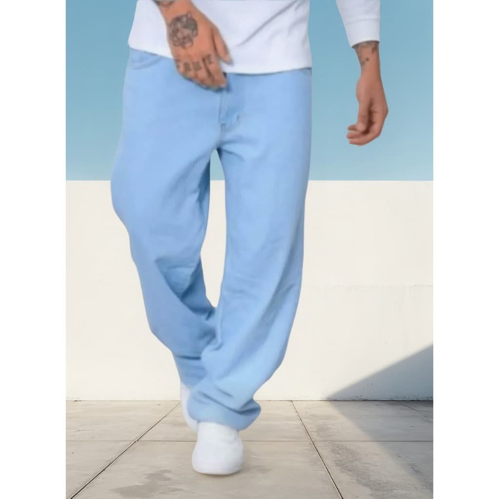 Calça Jeans Reta Balão Moda Masculina Baggy Larga Skate Street Bag Boca Larga