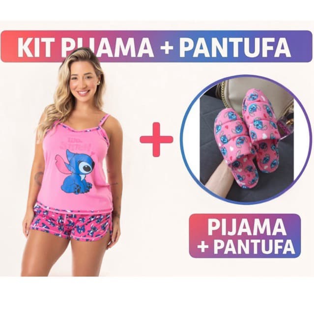 Kit short doll +pantufa pijama adulto feminino baby doll chinelo roupa de dormir
