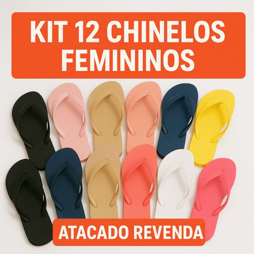 Kit 12 Chinelos Femininos Atacado Revenda Sortidos Confortáveis Lote para Revendedores Monte Seu Kit