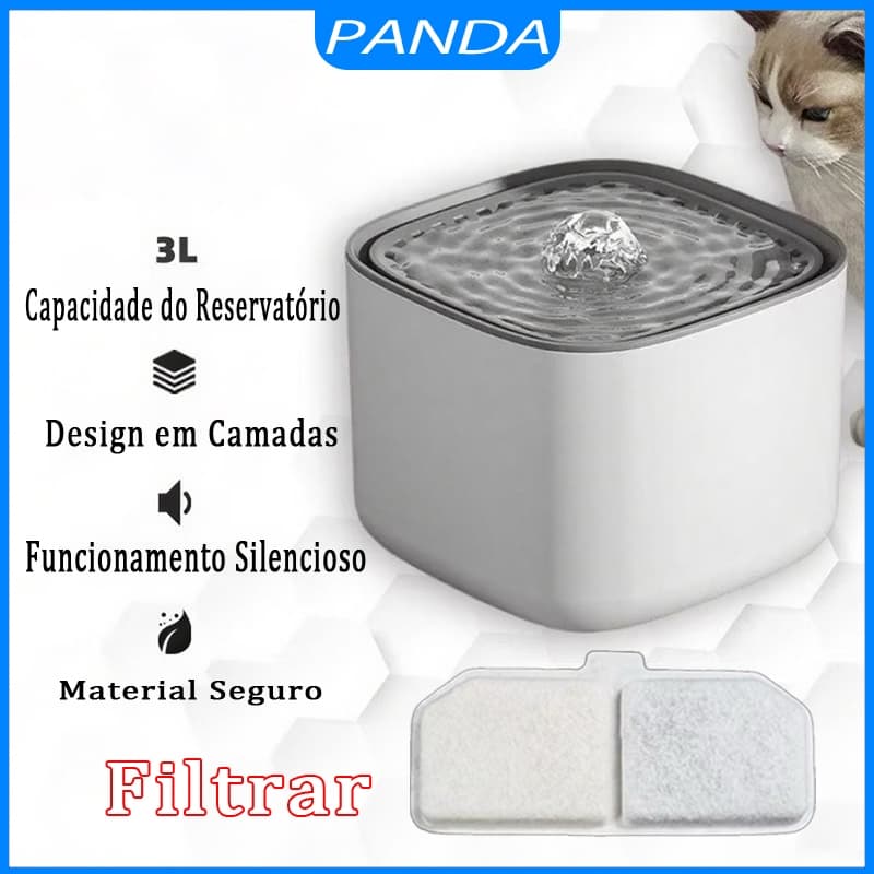 Bebedouro Automático Inteligente 3L com Sistema de Filtro Triplo - Água Circulante para Cães e Gatos