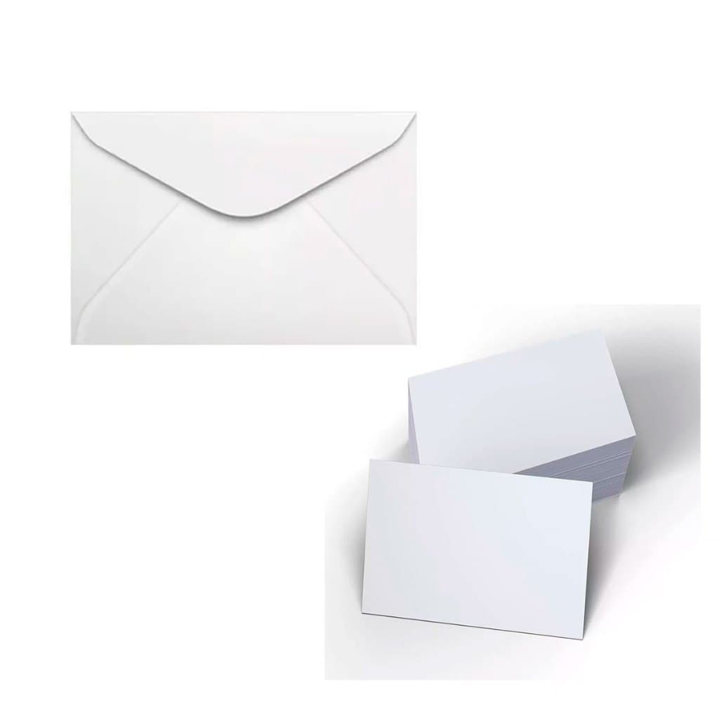 Envelope Carta Branco (11x16 cm) + Cartão A6 em Branco para mensagem
