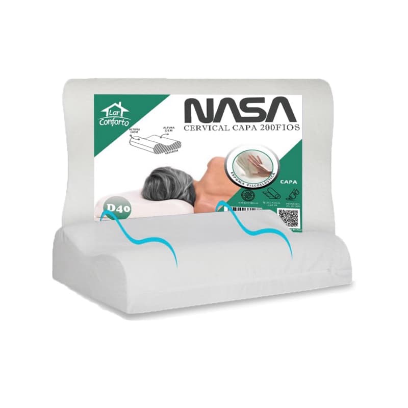 Travesseiro Nasa Ortopédico 14/12cm Capa 200Fios D40 Cervical Viscoelástico-Lar Conforto