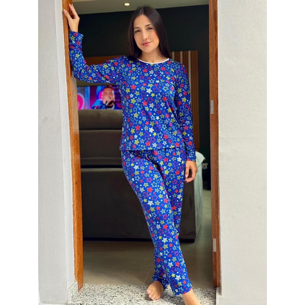 Pijama Longo Feminino Suede – Conforto com Estilo para os Dias Frios Quentinho Tecido Maravilhoso