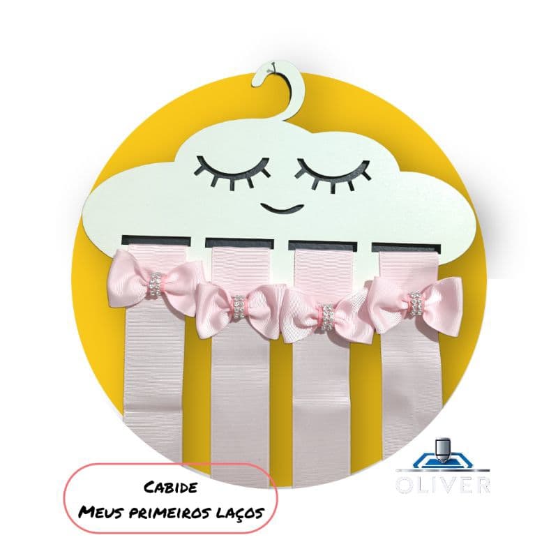 Cabide meus primeiros laços mdf branco 3mm