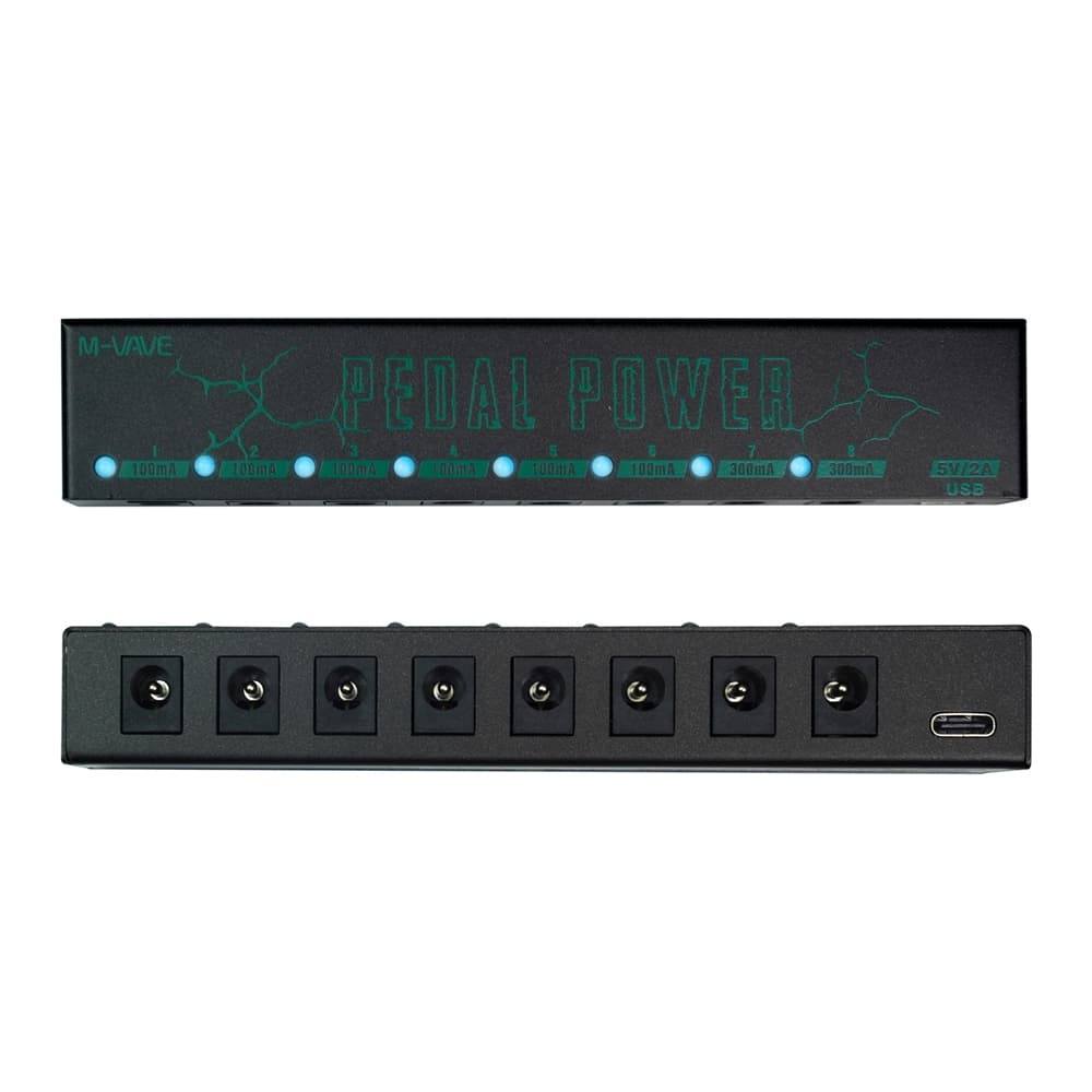 Fonte de alimentação para pedal de efeito de guitarra M-vave 8 saídas isoladas de 9 V CC 100 mAh ou 300 mAh Alimentação