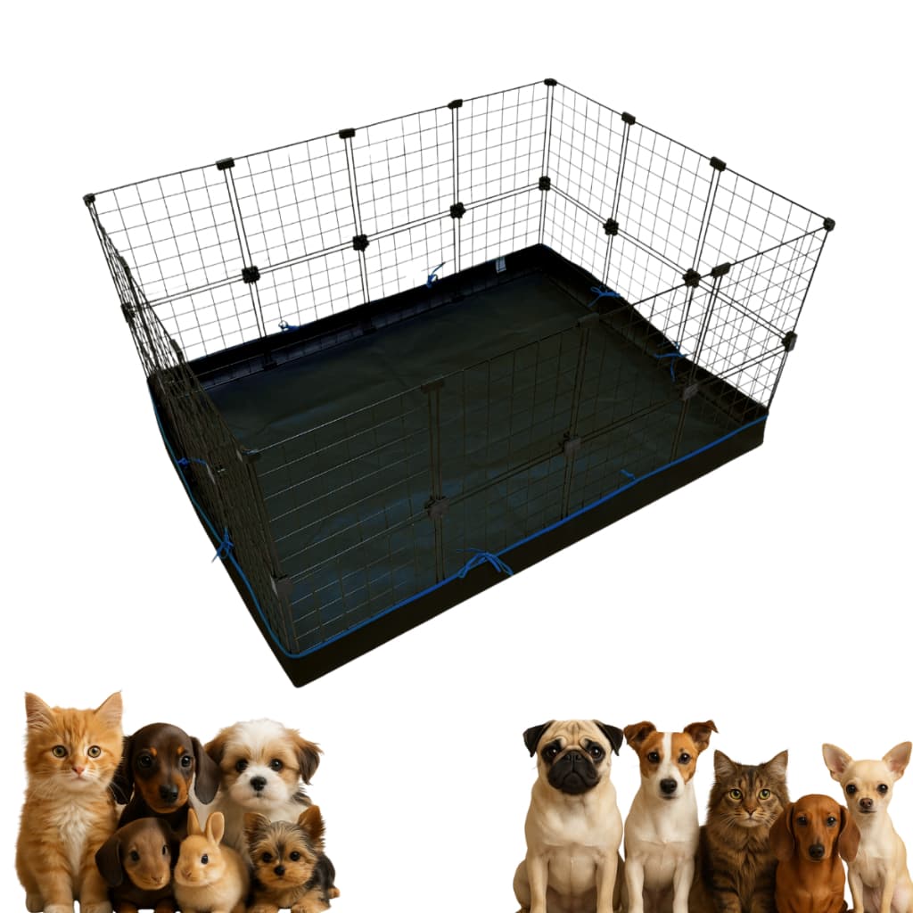 Cercadinho Pet 30x30 com Tapete 2 Fileiras Sem Tampa Preto para Cachorro Casa