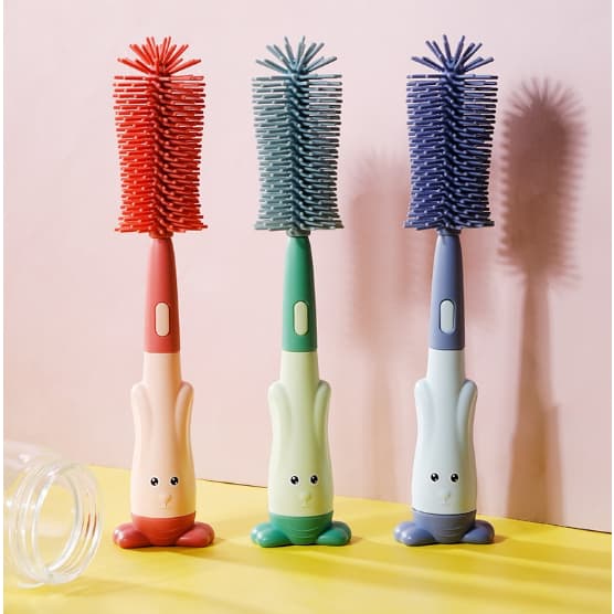 Escova de Silicone Limpeza Mamadeira 3 em 1 Limpar Bico Copos Canudo