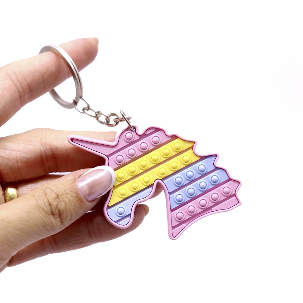 Chaveiro Unicórnio Pop It para bolsas, malas e chaveiros