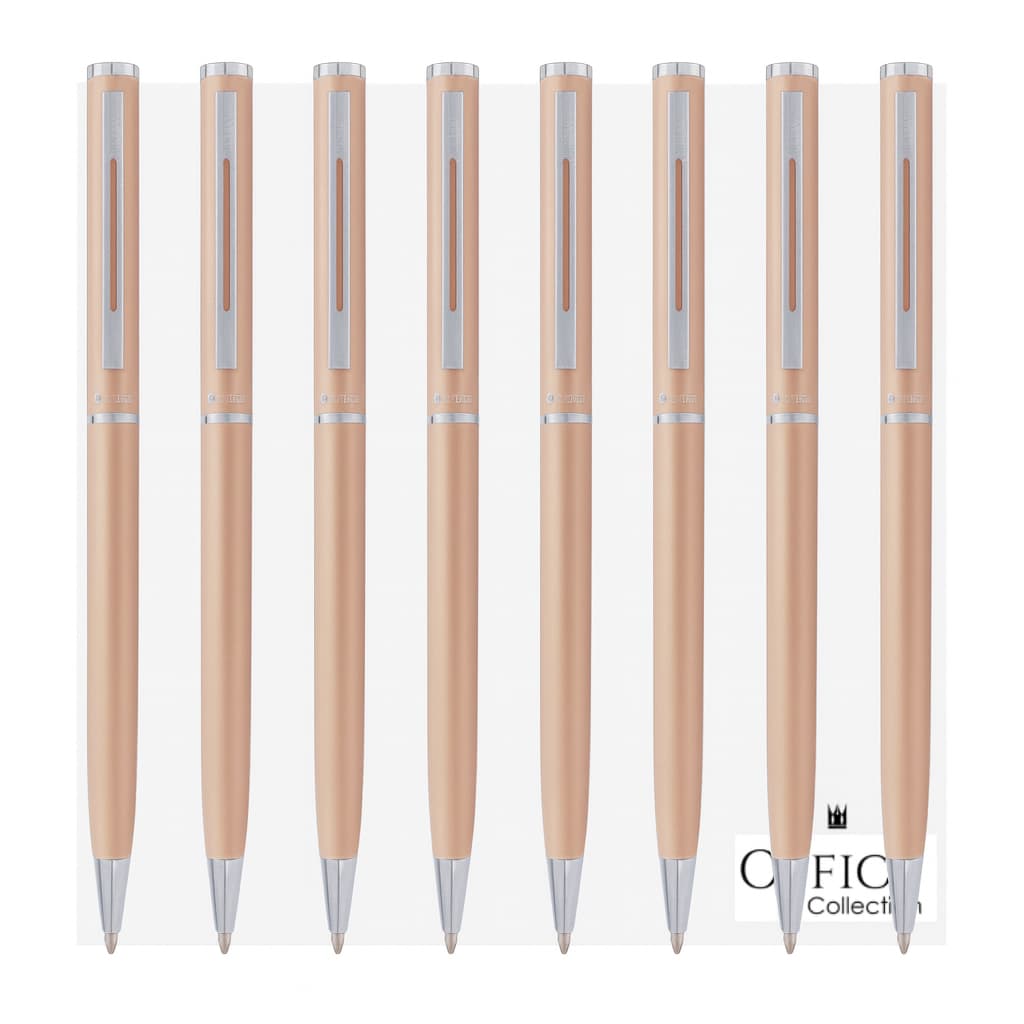 Kit 8 Canetas Crown Hawai Relojoaria Elite Personalizáveis Esferográfica Metal Tinta Azul Promoção
