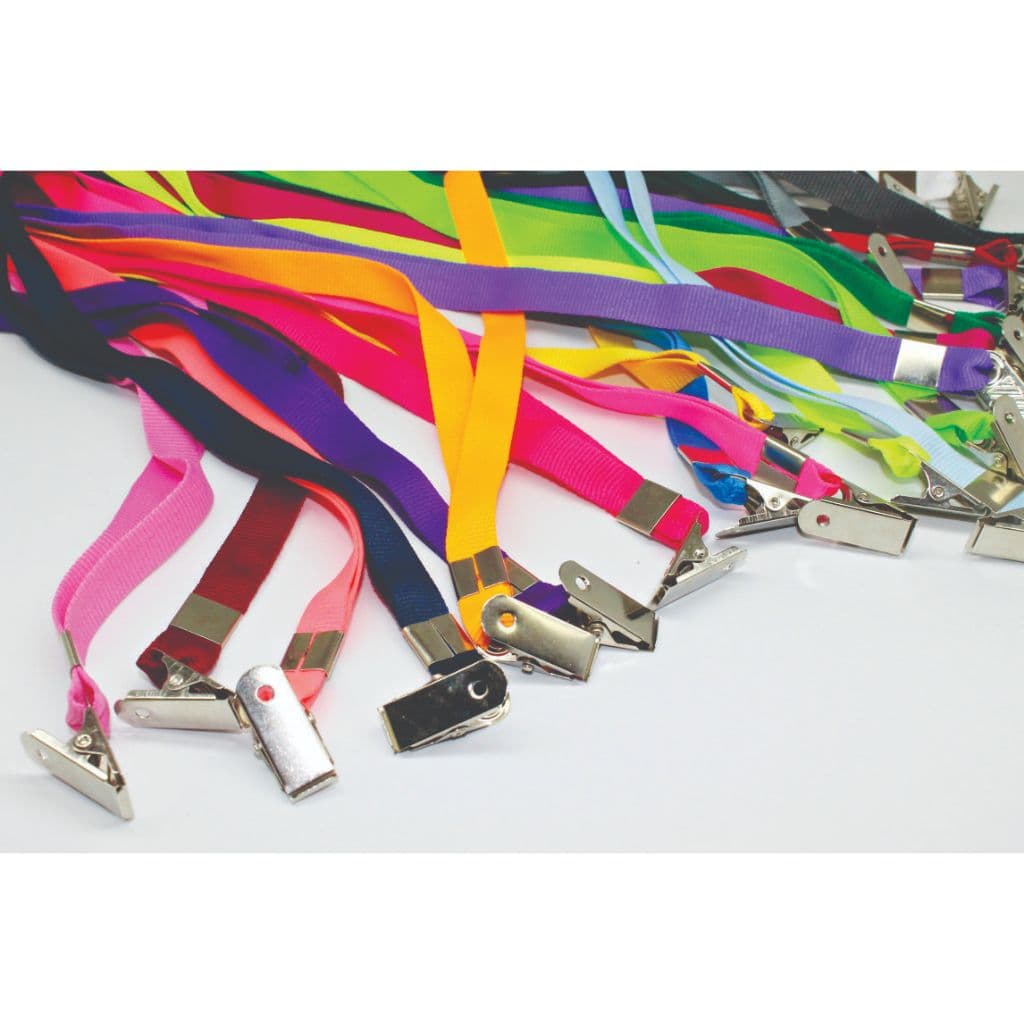 Cordão para Crachá 12mm | Liso | C/ Clips Jacaré Fixo | 1cor | 30 unidades