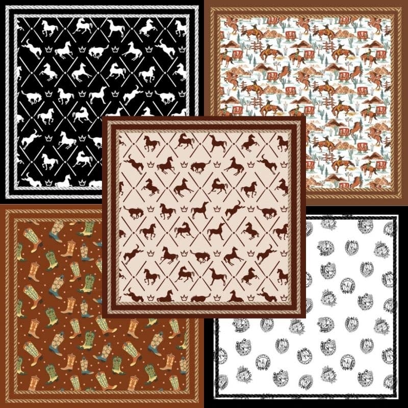Kit 5 Lenços country 70x70 tecido sedinha estilo conforto e versatilidade