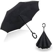 Guarda-Chuva Invertido MOR Preto e Cinza | Resistente ao Vento | Fechamento ao Contrário | Alça em C