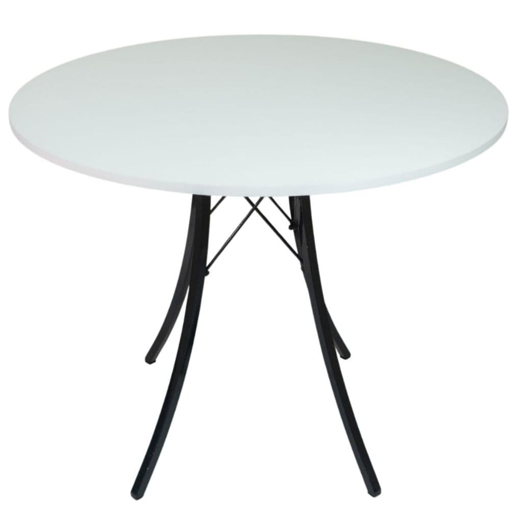 Mesa de Jantar Redonda Pequena 90cm  Apartamento Casa Cozinha Pequena Compacta Moderna Estrutura em Aço Estilo Eiffel