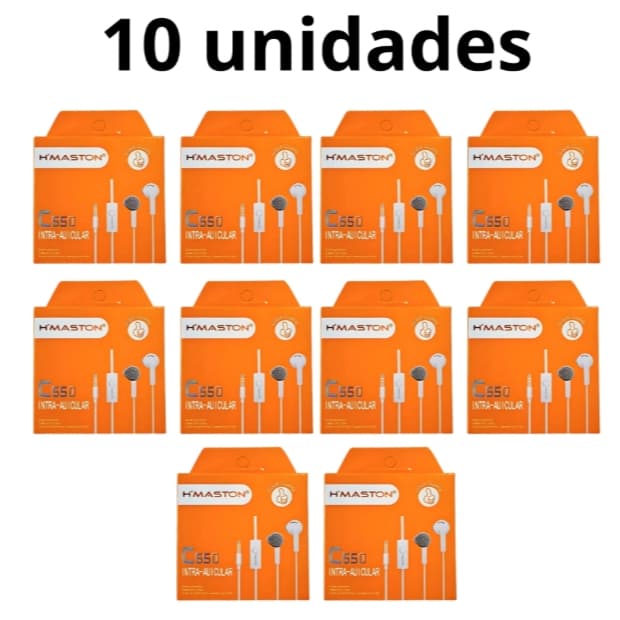 KIT 10 Fones de ouvido com fio P2 H´Maston C550 1,5 M - Intra Auricular