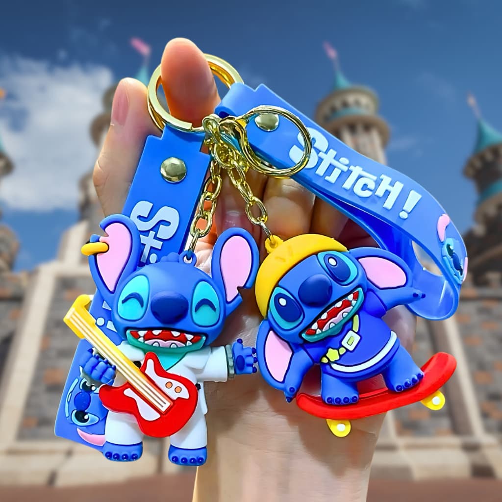 Chaveiro Pingente Stitch & Lilo 3D Emborrachado Luxo Grande Fofo, Colecionável e Perfeito para Fãs