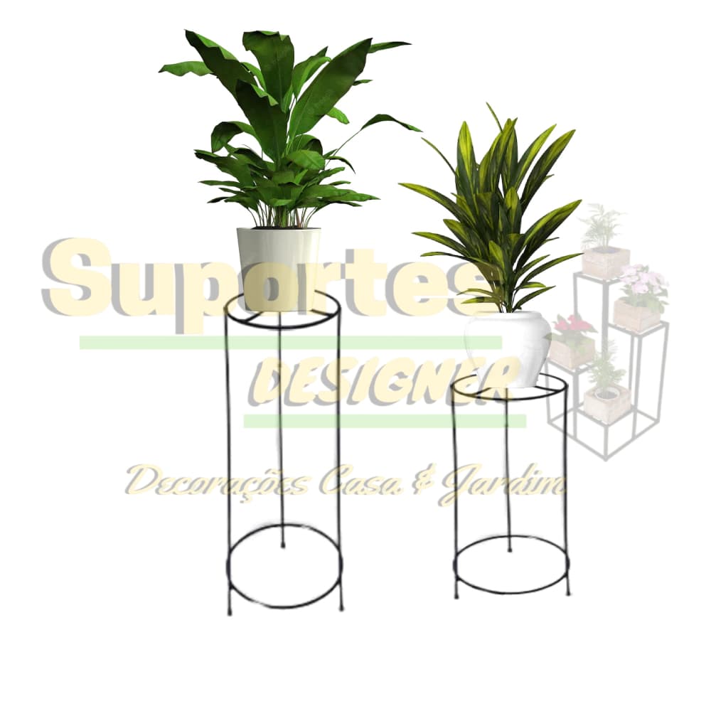 Kit Suporte Longo Tri Pé Para Vaso de Planta com 75 e 55 cm de altura
